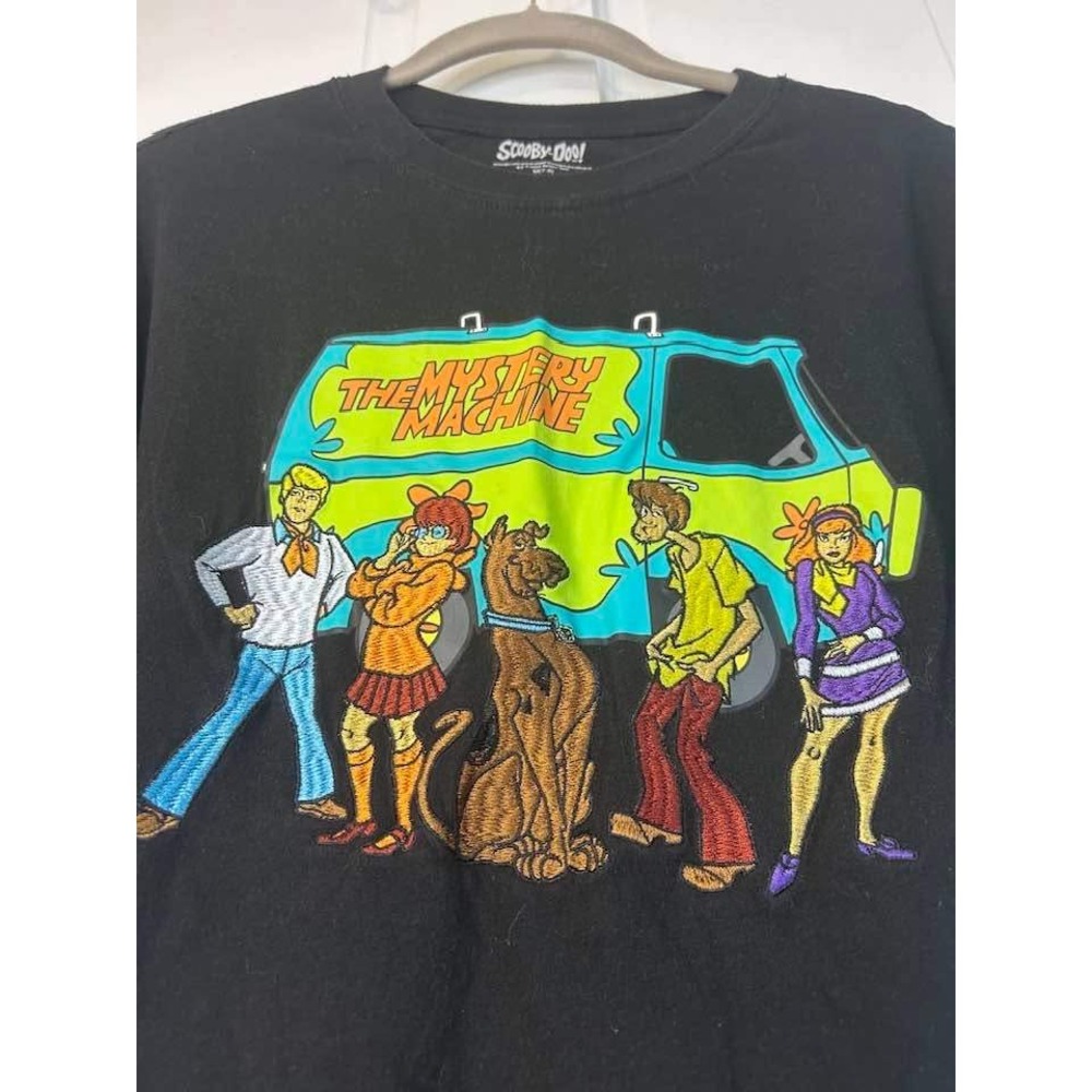 Scooby-Doo Mystery Machine T-Shirt Youth M Black Excellent Embroidered Graphic